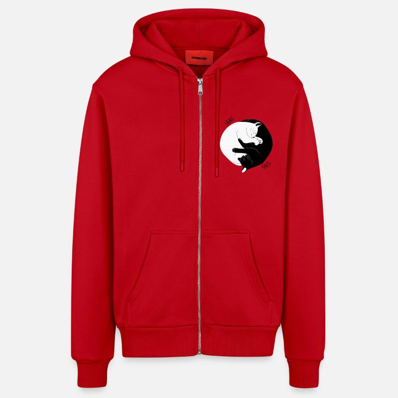 Chat Yi Ching - Veste à capuche bio décontractée fabriquée en UE - rouge