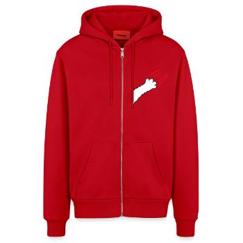 Cats, Claws, Paws, Paws, Claws, Scratches, Stripes - Organic Relaxed Hooded Jacket Made in EU - red - Front