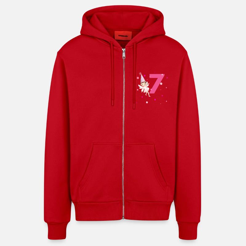 7e anniversaire fée rose - Veste à capuche bio décontractée fabriquée en UE - rouge