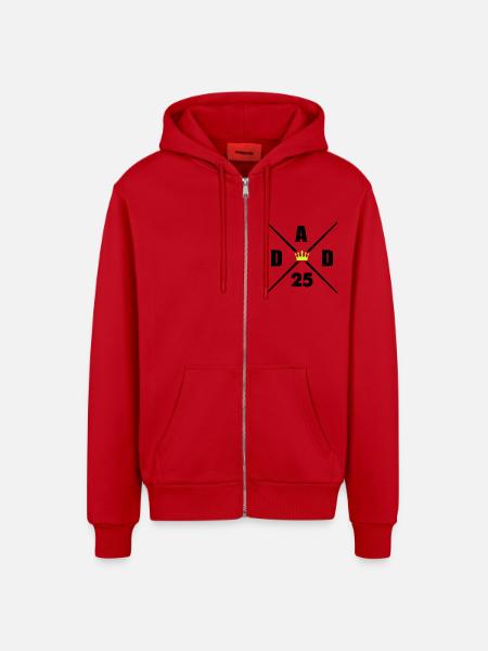 dad 25 - Organic Relaxed Hooded Jacket Made in EU - red