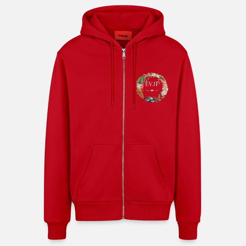 EVJF couronne fleurs boho - Veste à capuche bio décontractée fabriquée en UE - rouge