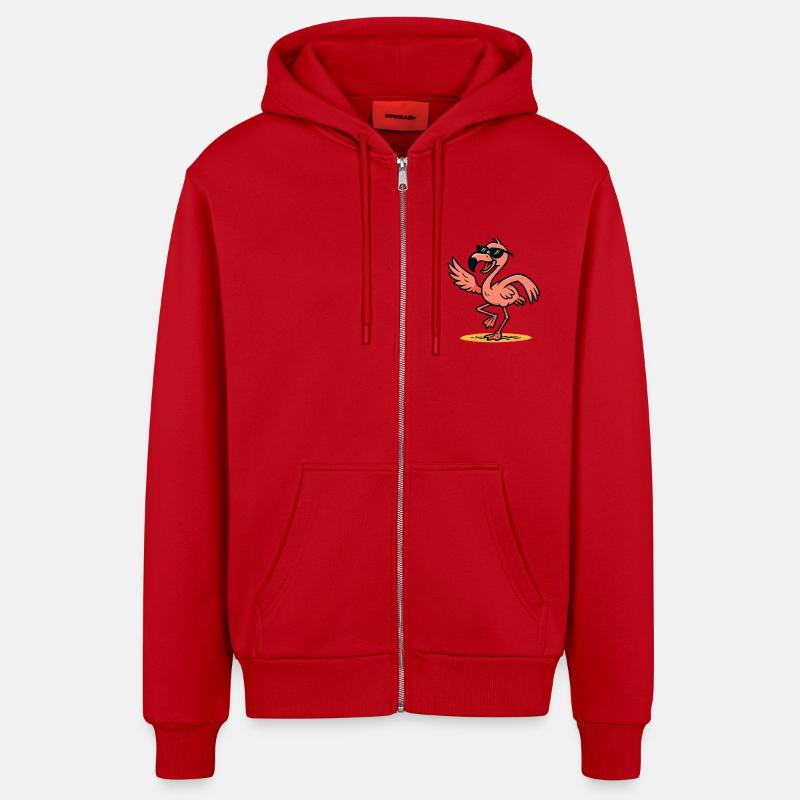 Flamant rose Danse comique - Veste à capuche bio décontractée fabriquée en UE - rouge