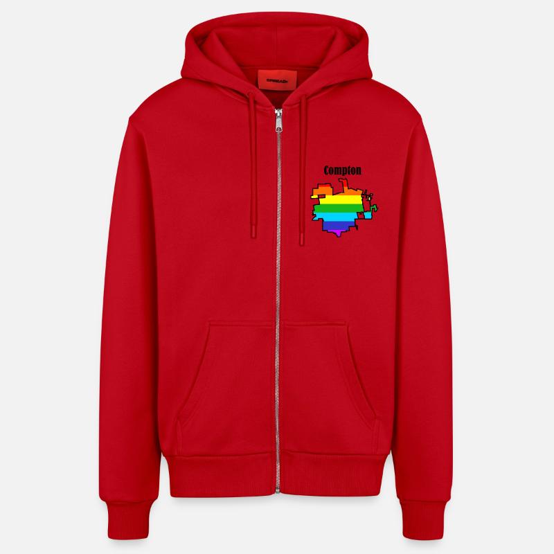 Arc-en-ciel de Compton - Veste à capuche bio décontractée fabriquée en UE - rouge