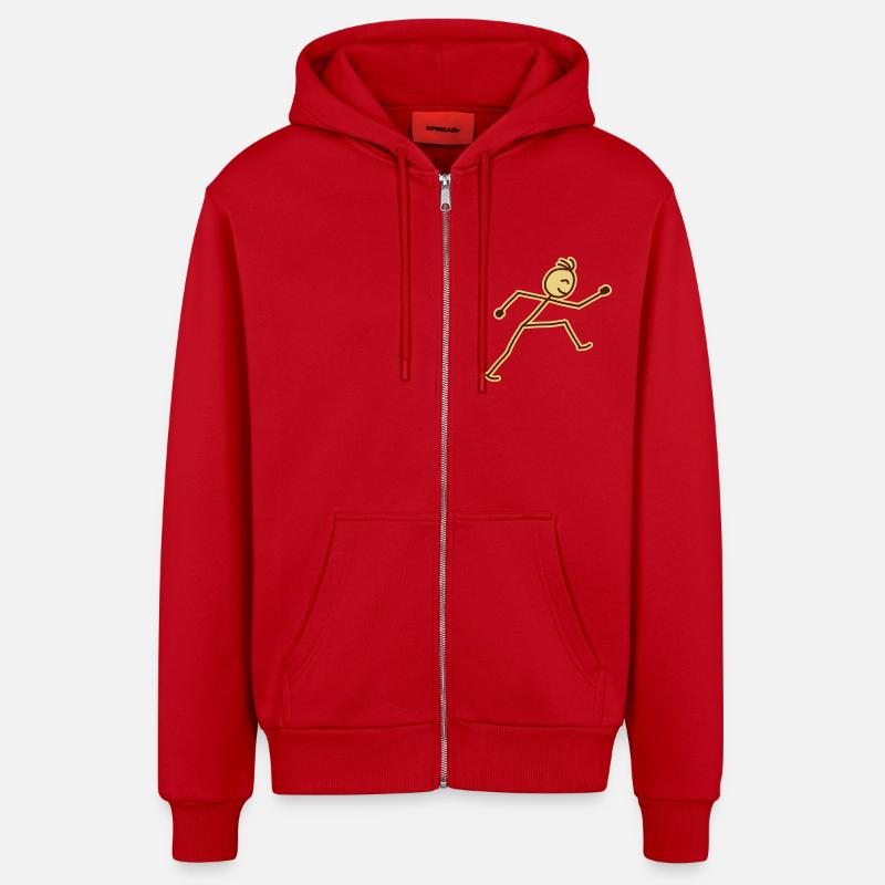 walking_stick_figure_2c - Veste à capuche bio décontractée fabriquée en UE - rouge