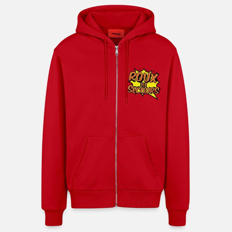 ROUX DE SECOURS COMIC STYLE - Veste à capuche bio décontractée fabriquée en UE - rouge