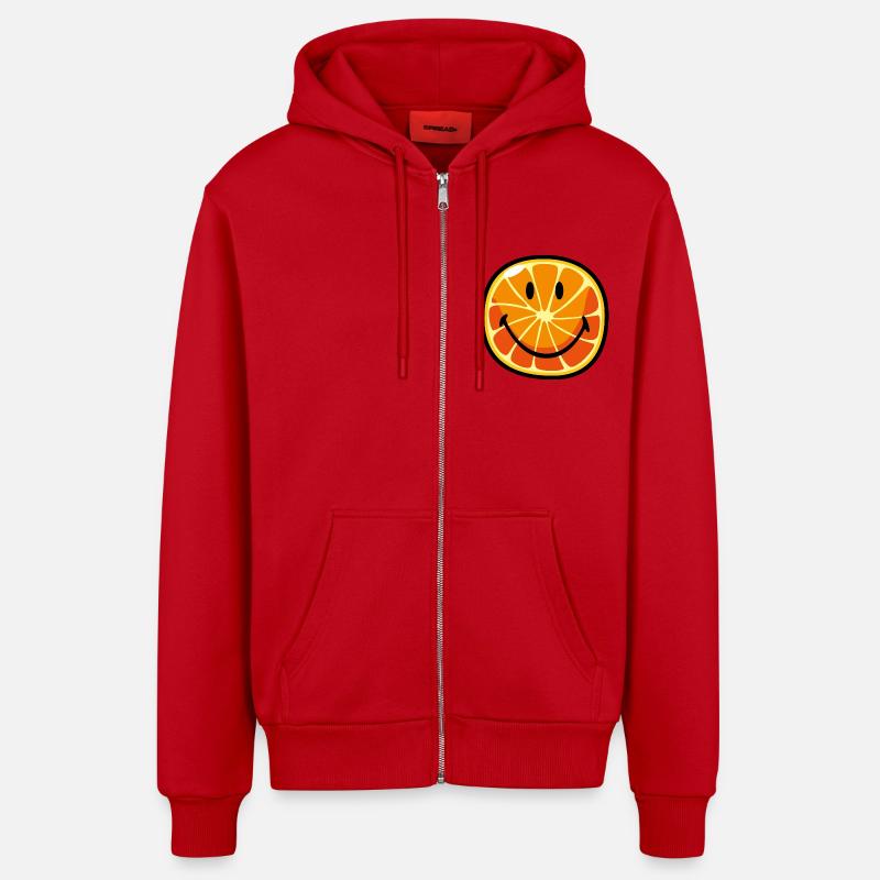 Smiley Pamplemousse - Veste à capuche bio décontractée fabriquée en UE - rouge