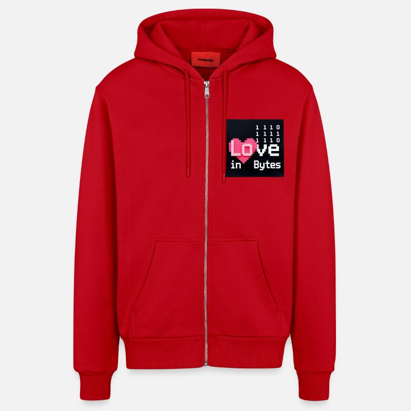 Liebe in Bytes Pixel Art - Organic Relaxed Kapuzenjacke Made in EU - Rot