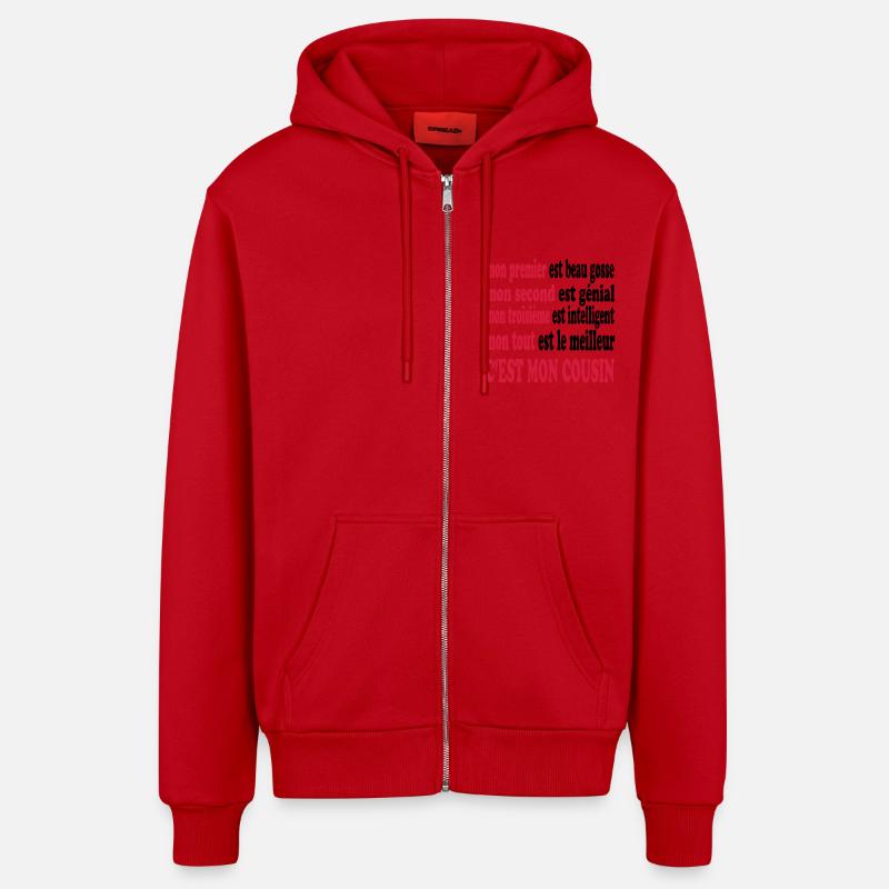 Mon cousin est beau - Veste à capuche bio décontractée fabriquée en UE - rouge