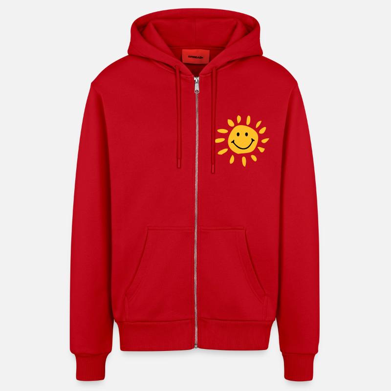 Sonne - Organic Relaxed Kapuzenjacke Made in EU - Rot