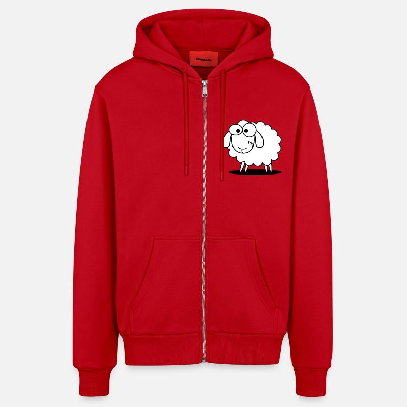 moutons drôle avec regard doux - Veste à capuche bio décontractée fabriquée en UE - rouge