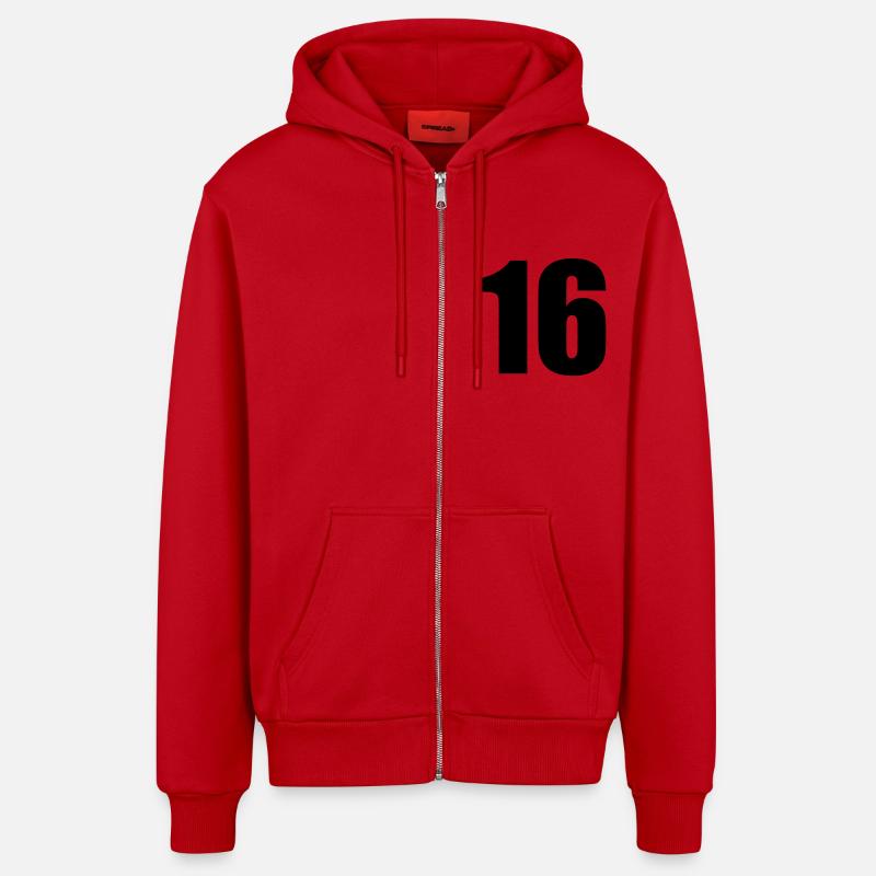 16 - Veste à capuche bio décontractée fabriquée en UE - rouge