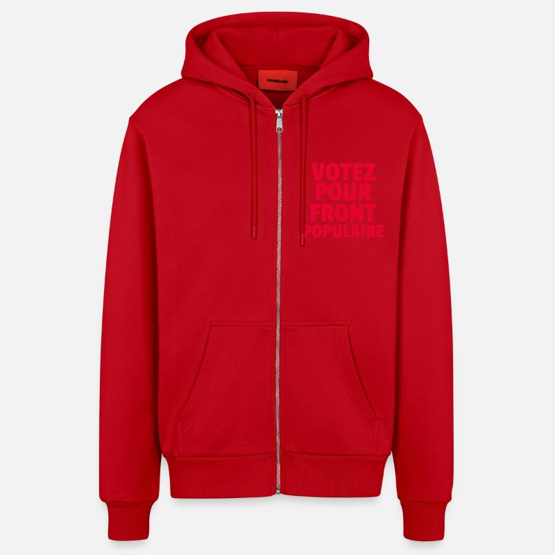 Front populaire - élections législatives 2024 - Veste à capuche bio décontractée fabriquée en UE - rouge