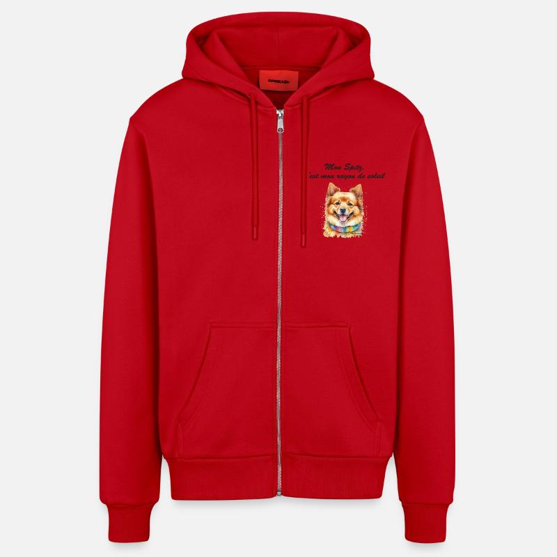 Spitz rayon de soleil - Veste à capuche bio décontractée fabriquée en UE - rouge