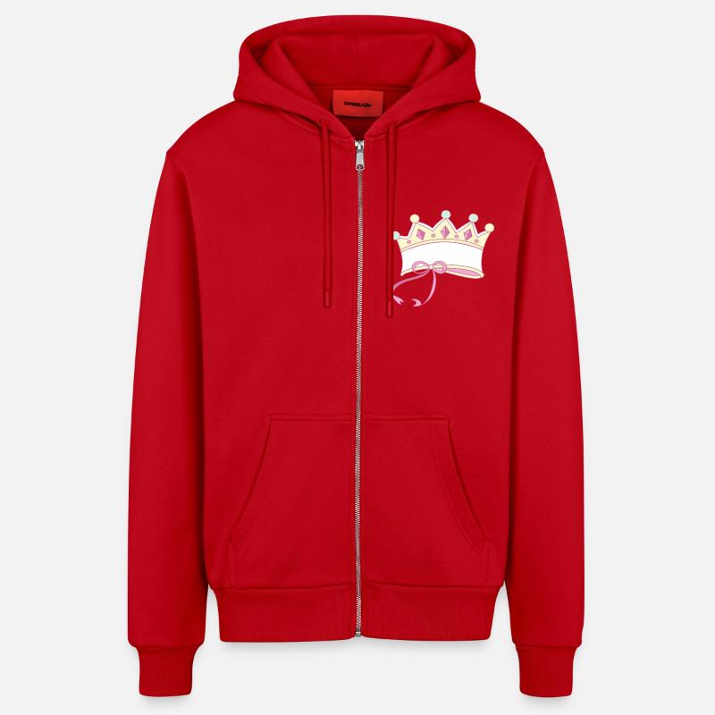 Crown writable - Organic Relaxed Hooded Jacket Made in EU - red
