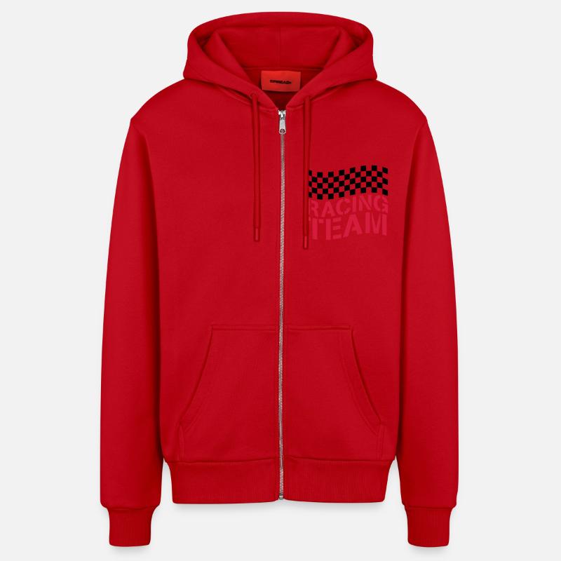 Conception de drapeau Racing Team - Veste à capuche bio décontractée fabriquée en UE - rouge