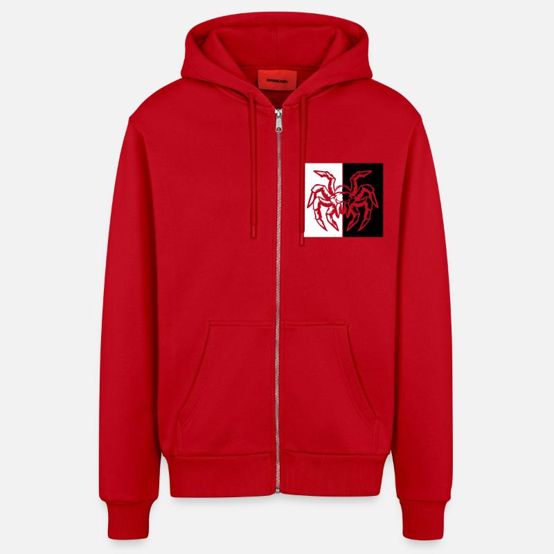 araignée araignée - Veste à capuche bio décontractée fabriquée en UE - rouge