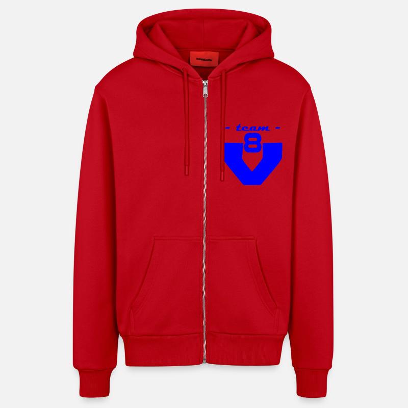 team v8 - Veste à capuche bio décontractée fabriquée en UE - rouge