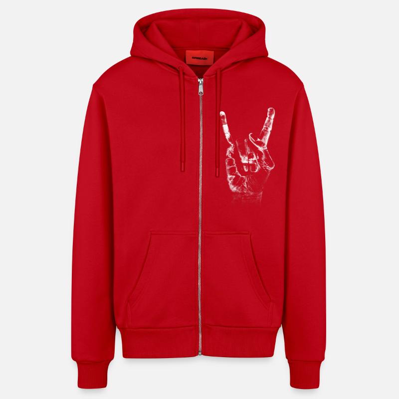 Rock and Roll - Veste à capuche bio décontractée fabriquée en UE - rouge