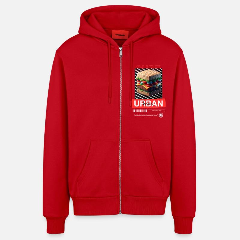 Cube Burger - Veste à capuche bio décontractée fabriquée en UE - rouge