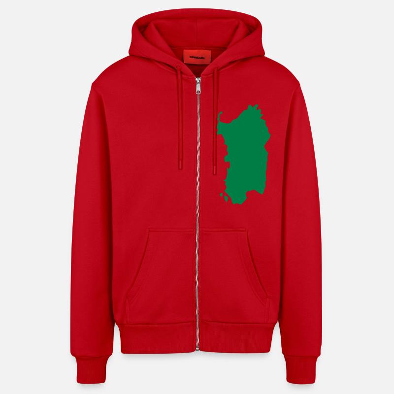 Sardaigne - Veste à capuche bio décontractée fabriquée en UE - rouge