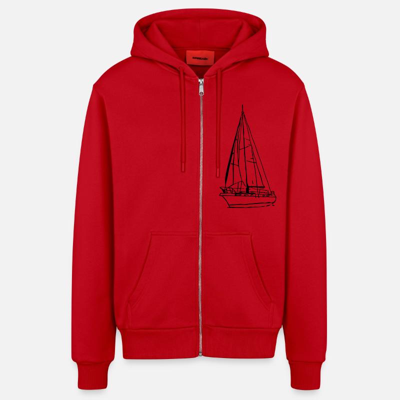 sailboat2 - Veste à capuche bio décontractée fabriquée en UE - rouge