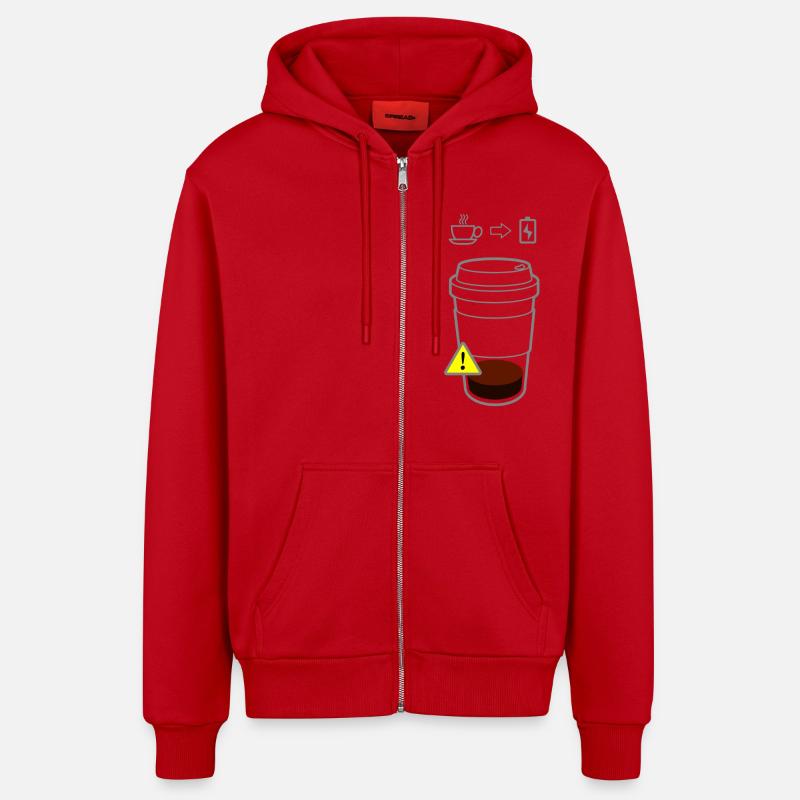 Warning Coffee Low - Veste à capuche bio décontractée fabriquée en UE - rouge