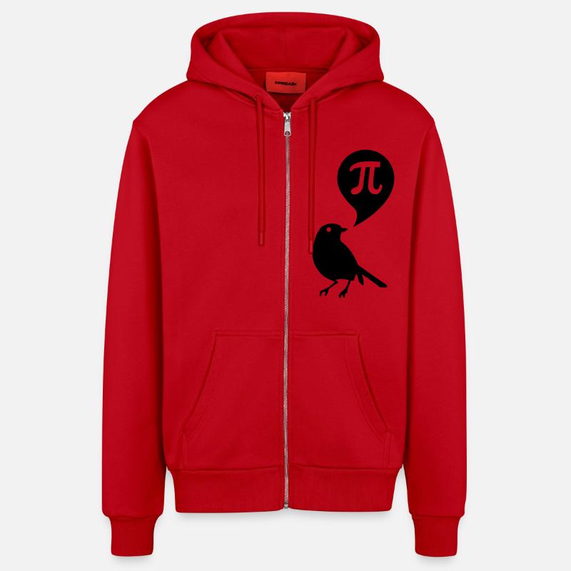 pi - Veste à capuche bio décontractée fabriquée en UE - rouge