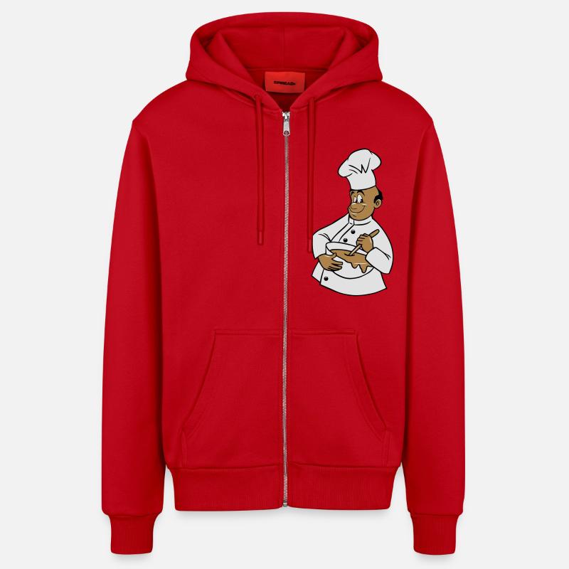 cuisinier chapeau de chef remuer - Veste à capuche bio décontractée fabriquée en UE - rouge