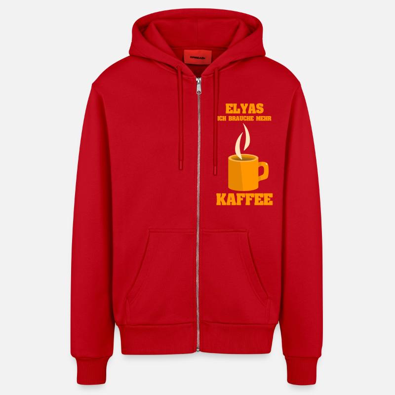 Café Elyas - Veste à capuche bio décontractée fabriquée en UE - rouge
