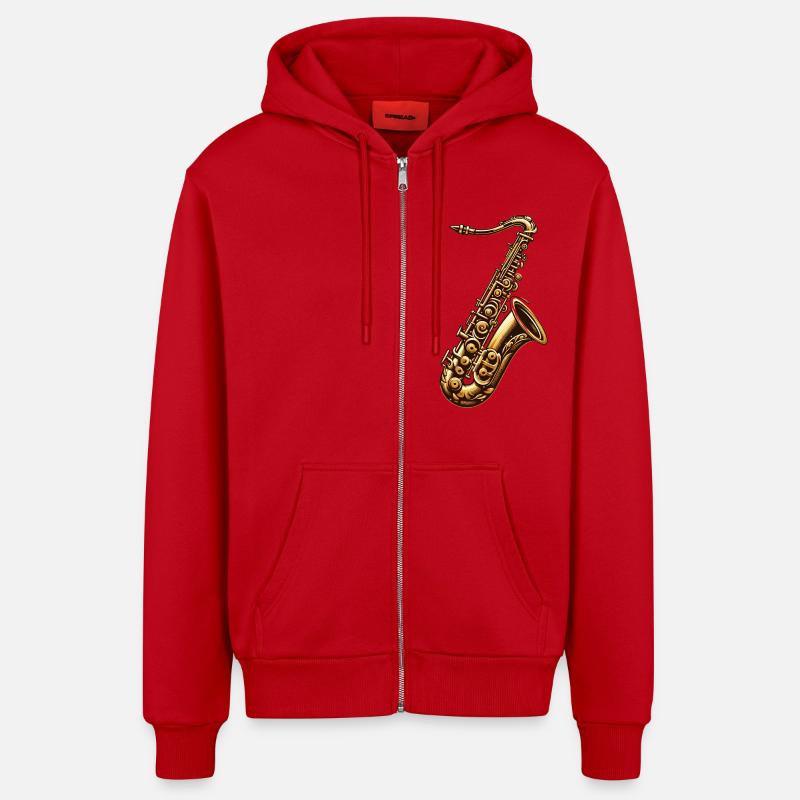 Saxophone - Veste à capuche bio décontractée fabriquée en UE - rouge