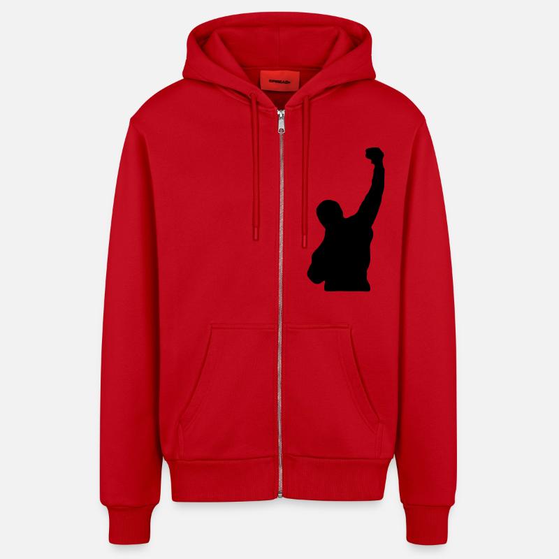 rocheux - Veste à capuche bio décontractée fabriquée en UE - rouge