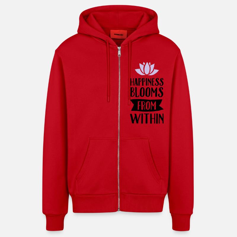 Happiness Blooms From Within - Veste à capuche bio décontractée fabriquée en UE - rouge