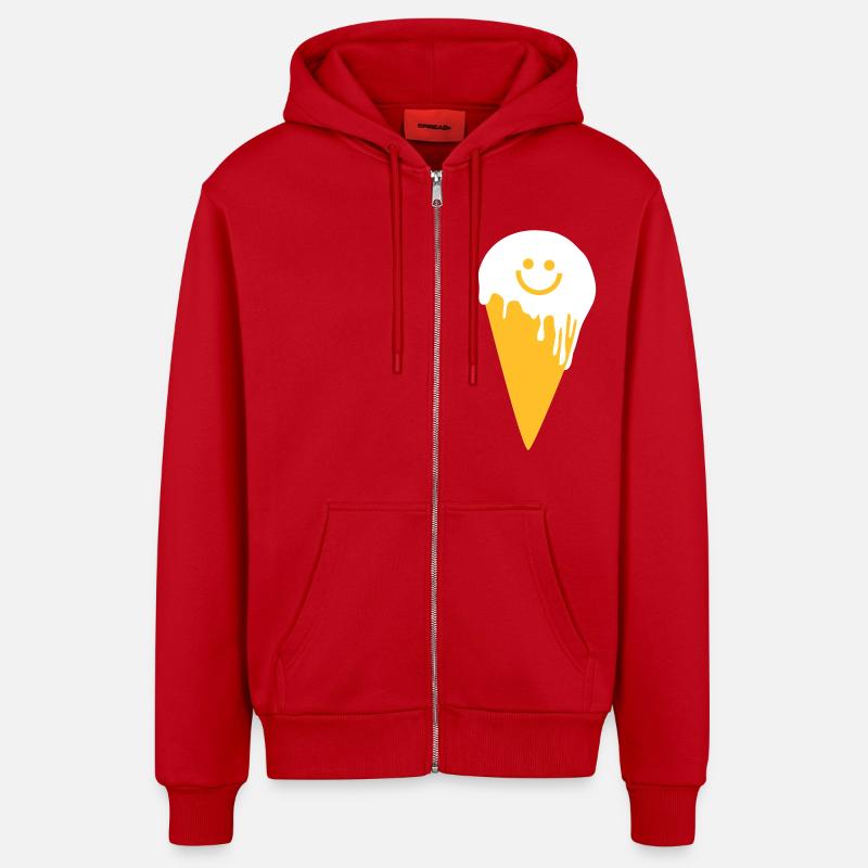 happy ice cream - Veste à capuche bio décontractée fabriquée en UE - rouge