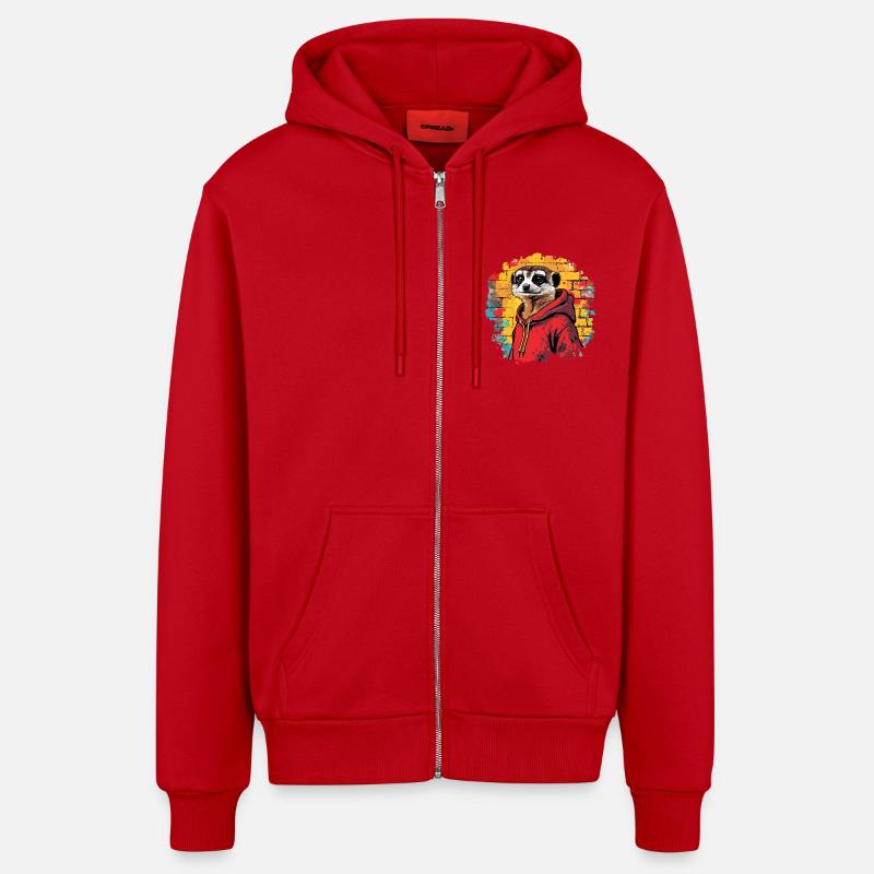 Cooles Erdmännchen - Organic Relaxed Kapuzenjacke Made in EU - Rot