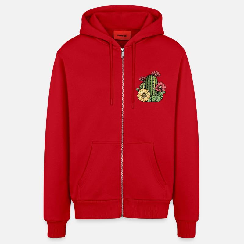 Cactus à fleurs - Veste à capuche bio décontractée fabriquée en UE - rouge