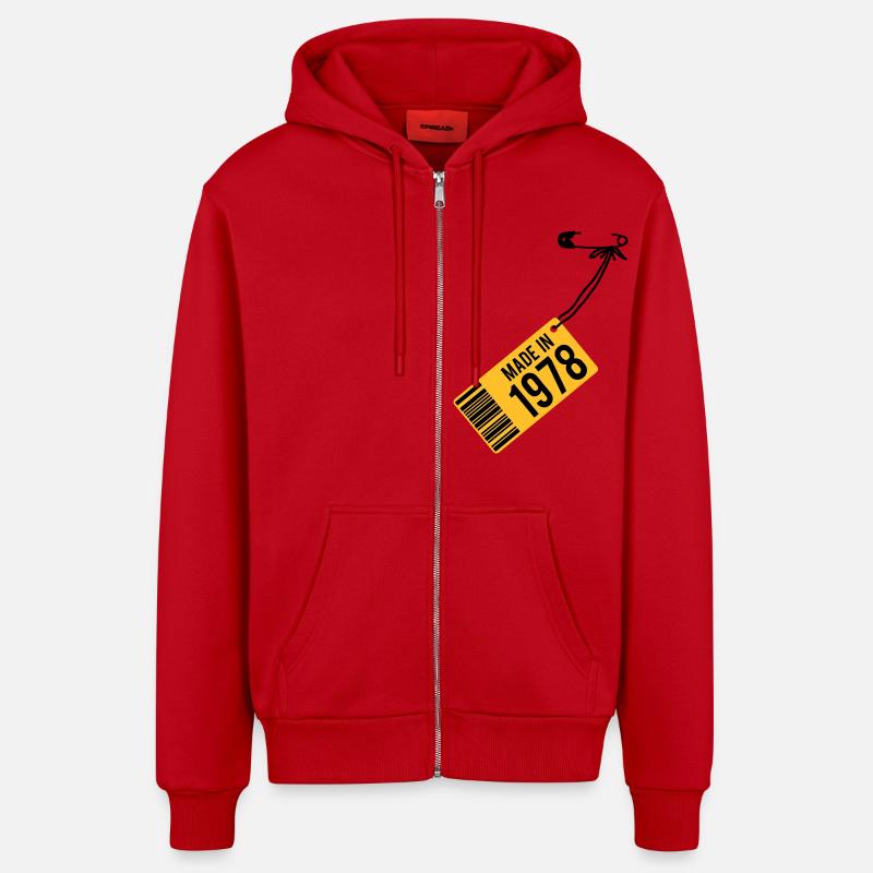 T-shirt anniversaire 1978 - Veste à capuche bio décontractée fabriquée en UE - rouge