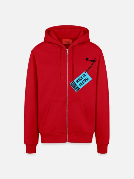 Made in Austria T-Shirt - Organic Relaxed Hooded Jacket Made in EU - red