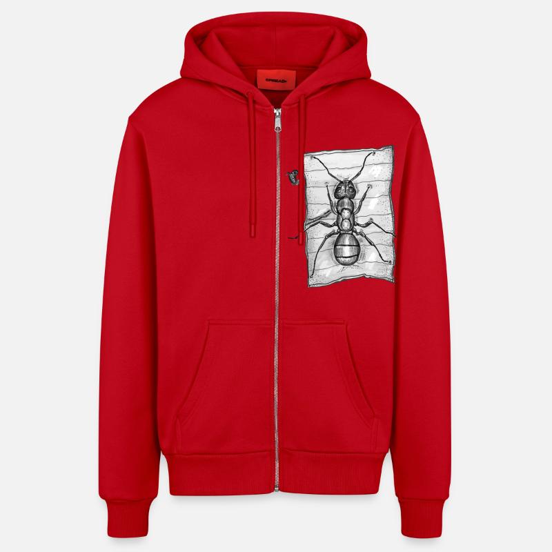 Ameise Strand - Organic Relaxed Kapuzenjacke Made in EU - Rot