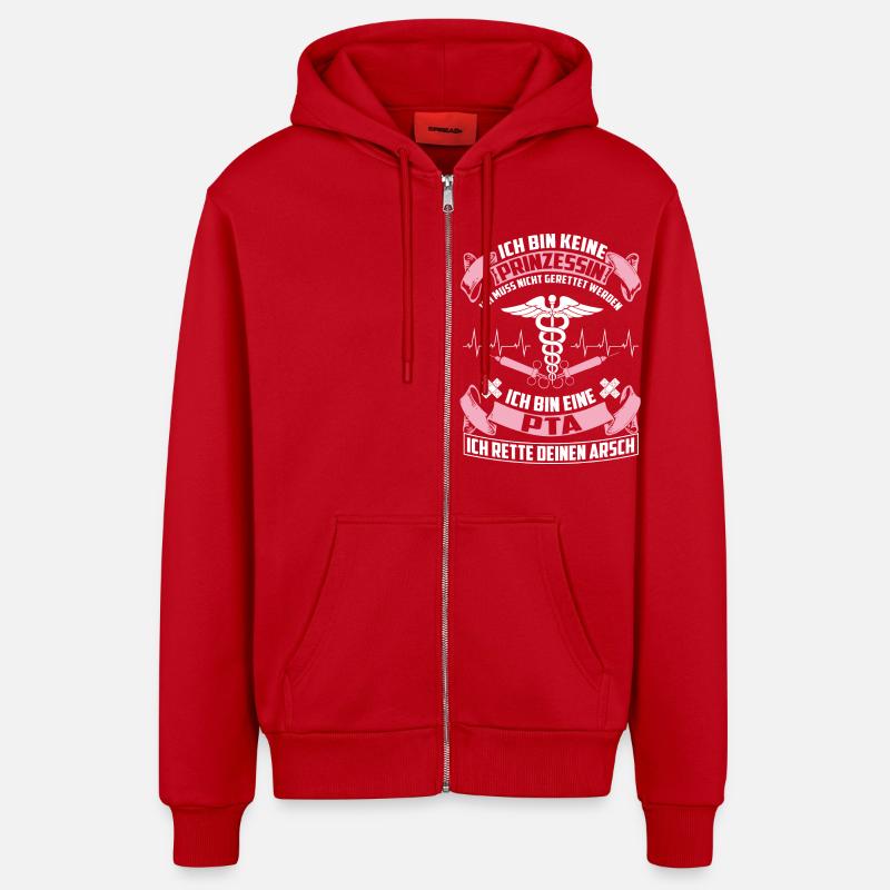 PTA - pharmaceutical technical assistant - Organic Relaxed Hooded Jacket Made in EU - red