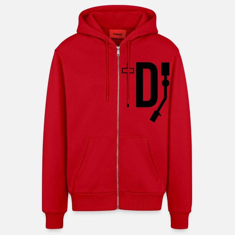 DJ - DEEJAY - Veste à capuche bio décontractée fabriquée en UE - rouge