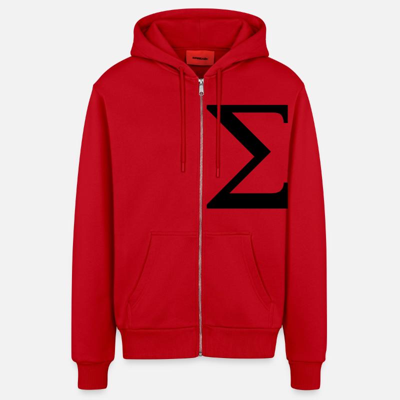Sigma greek alphabet - Veste à capuche bio décontractée fabriquée en UE - rouge