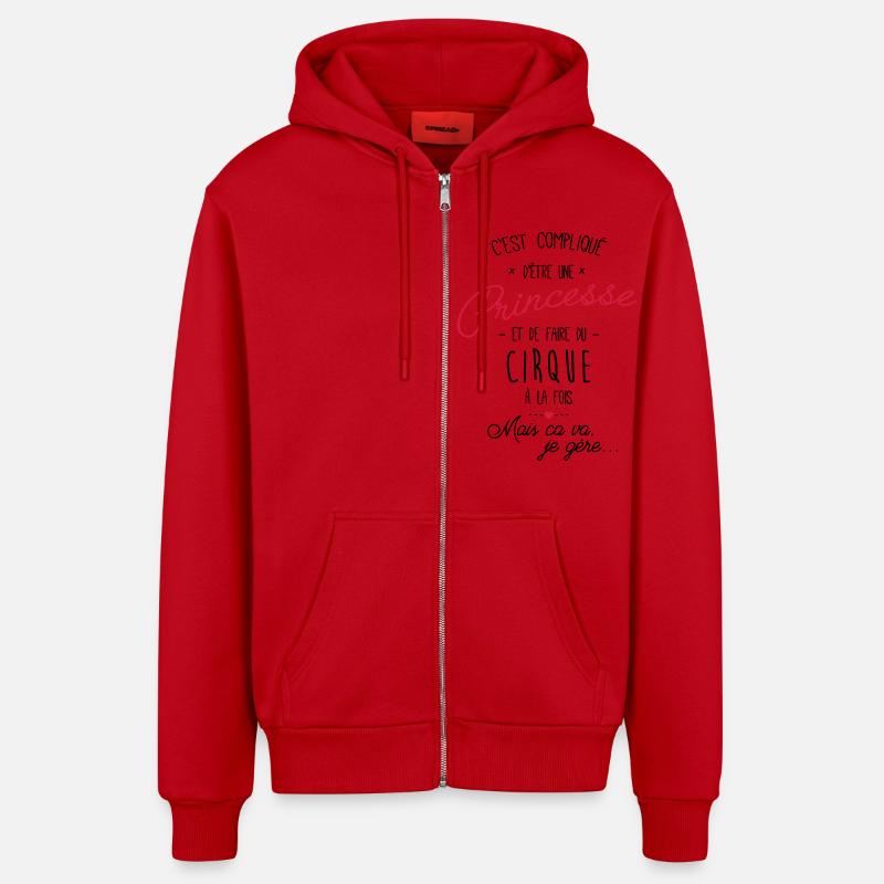 princesse et Cirque - Veste à capuche bio décontractée fabriquée en UE - rouge