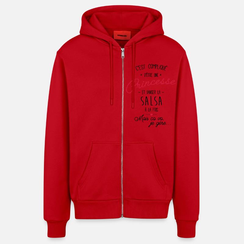 princesse et Salsa - Veste à capuche bio décontractée fabriquée en UE - rouge