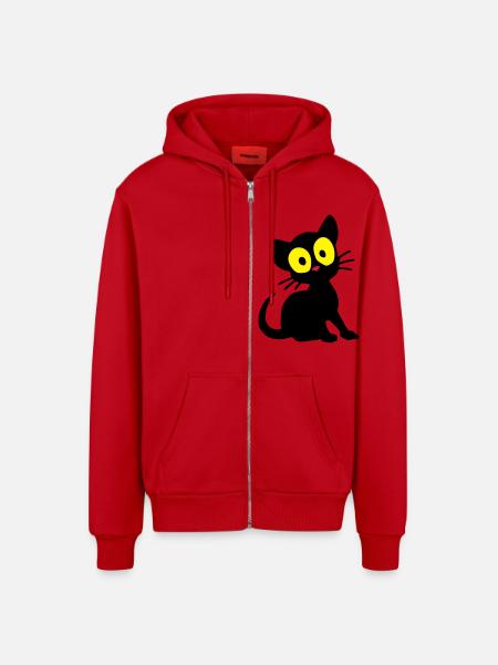 Kitten Georgie - Organic Relaxed Hooded Jacket Made in EU - red
