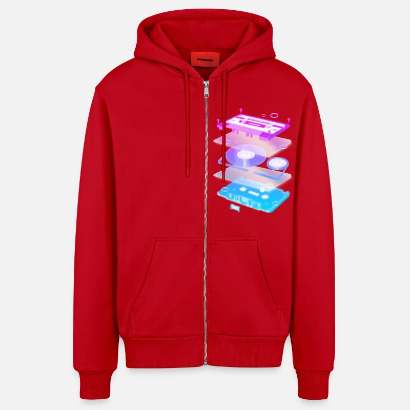 Cassette explosion - Veste à capuche bio décontractée fabriquée en UE - rouge