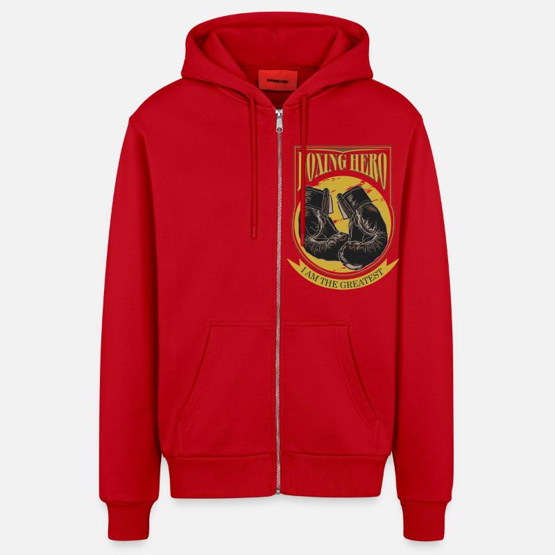 Boxing Hero - The Greatest - Veste à capuche bio décontractée fabriquée en UE - rouge