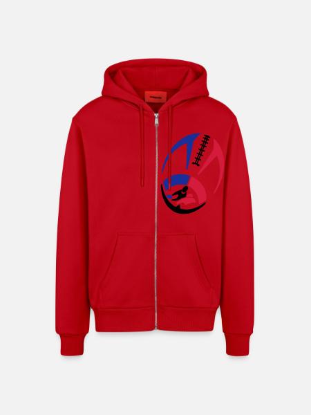 shirt ball - Organic Relaxed Hooded Jacket Made in EU - red