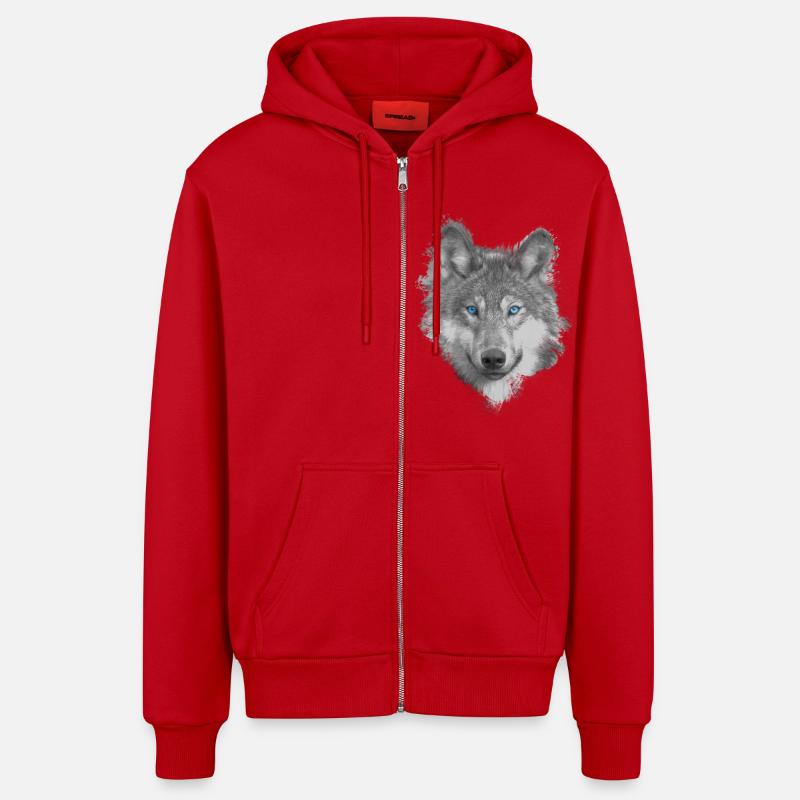 Wolf - Veste à capuche bio décontractée fabriquée en UE - rouge