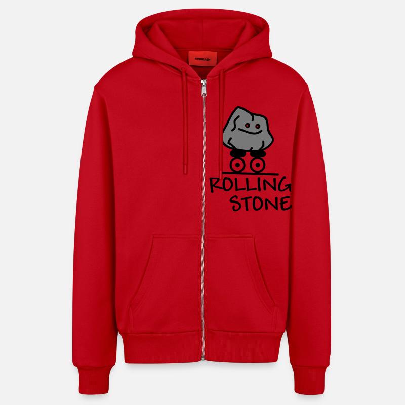 Rolling Stone - Veste à capuche bio décontractée fabriquée en UE - rouge