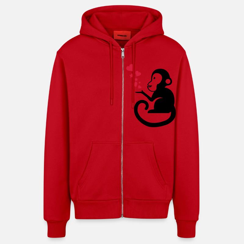 monkey_in_love_01 - Organic Relaxed Hooded Jacket Made in EU - red